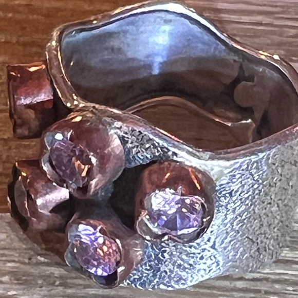 Handmade Vintage Sterling Silver and Copper Gemstone Ring - Picture 5 of 16